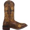 Women's Brown Secret Garden Floral Embroidered Pull-On Cowgirl Boot 5822