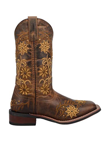 Women's Brown Secret Garden Floral Embroidered Pull-On Cowgirl Boot 5822