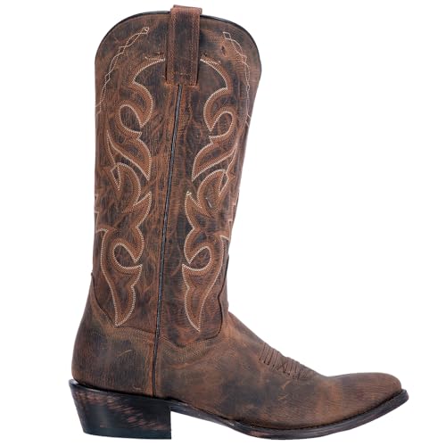Mens Renegade Embroidered Round Toe Casual Boots Mid Calf - Brown