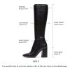 41A3zk7meCL.jpg Women's Faux Leather Tall Boots Fashion Square Toe Chunky Heel Knee High Boots with Side Zip