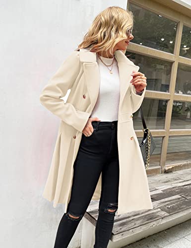 41CHWDY39RL.jpg 2024 Women's Fashion Trench Coat Notch Lapel Double Breasted Thick A Line Pea Coats Jacket with Pockets(S-2XL)