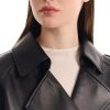 Womens Short Crop Trench Coat - Double Breasted Notched Lapel Stylish Fashion Spring Cropped Jacket for Women
