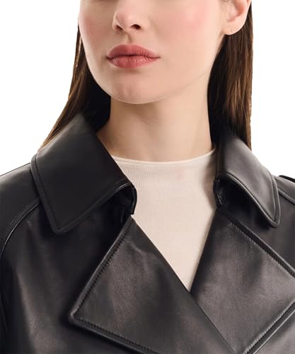 Womens Short Crop Trench Coat - Double Breasted Notched Lapel Stylish Fashion Spring Cropped Jacket for Women