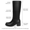 Platform Women's Knee High Square Toe Chunky Block Heel Long Wide Calf Riding Pull On Campus Boots