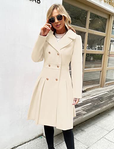 41DLPe47hL.jpg 2024 Women's Fashion Trench Coat Notch Lapel Double Breasted Thick A Line Pea Coats Jacket with Pockets(S-2XL)