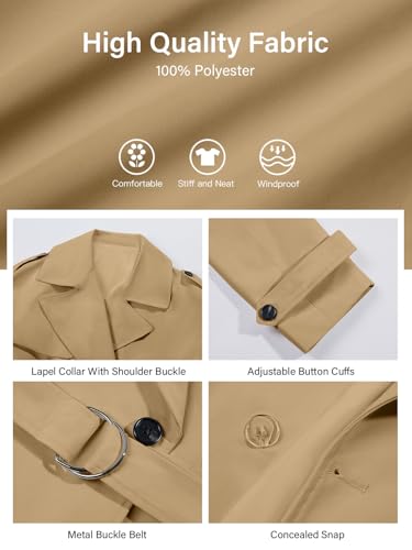 41DMLgugcIL.jpg Womens Cropped Trench Coat Casual Double Breasted Short Jacket Fall Fashion Outerwear with Belt