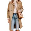 Women's Notch Lapel Double Breasted Wool Blend Mid Long Pea Trench Coat