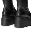 Women's Knee High Boots Wedge Platform Chunky Heel Round Toe Side Zipper Fashion Long Tall Sock Boots