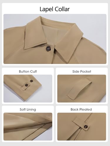 Womens Long Trench Coat Single Breasted Oversized Windproof Classic Lapel Fall Overcoat