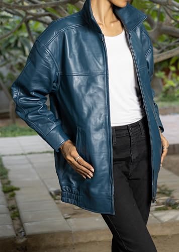 41HV6uYSAbL.jpg Oversized Leather Jacket Women - Lambskin Leather Fall Jacket for Womens Fashion Plus Size Outfits