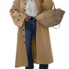 Womens Long Trench Coat Single Breasted Oversized Windproof Classic Lapel Fall Overcoat