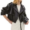 Womens Short Crop Trench Coat - Double Breasted Notched Lapel Stylish Fashion Spring Cropped Jacket for Women