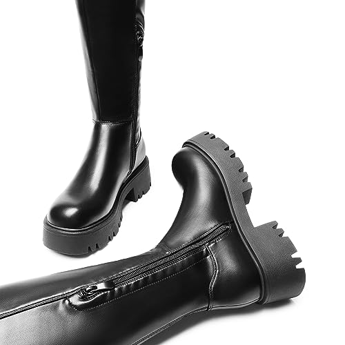 41KY49DM-RL.jpg Women's Platform Over The Knee Boots Lug Sole Round Toe Thigh High Long Chunky Block Heels Fall Boots