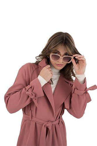 Women's Notch Collar Crepe Trench with Belt