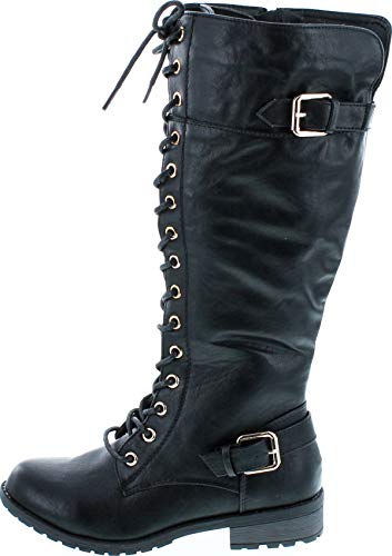 41KsPFKENhL.jpg Mango 27 Womens Knee High Buckle Riding Boots