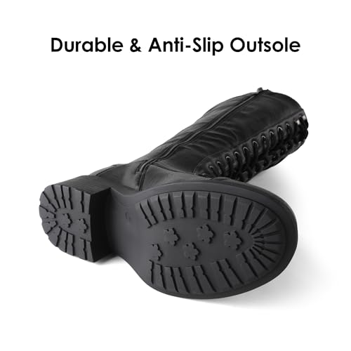 41KtroO1OCL.jpg Women's Pu Knee High Riding Combat Boots