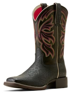 Womens Buckley Square Toe Casual Boots Mid Calf Low Heel 1-2" - Black