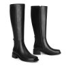 41M9AeO9MTL.jpg Knee High Boots Women Faux Leather Elastic Boots Low Heel Square Toe Side Zipper Fall Long Tall Boots for Women