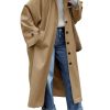 Womens Long Trench Coat Single Breasted Oversized Windproof Classic Lapel Fall Overcoat