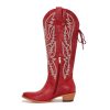 Wide Calf Cowboy Boots Women Knee High Tall Western Cowgirl Boots Adjustable Lace Up Plus Size Comfortable 2-Inch Heel