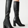 41OcQTNFbFL.jpg Women's Faux Leather Tall Boots Fashion Square Toe Chunky Heel Knee High Boots with Side Zip