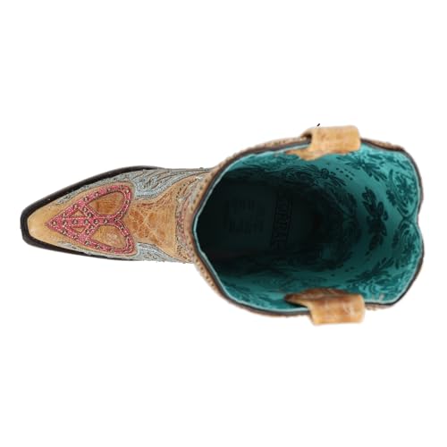 CORRAL LADIE'S SAND HEART & WINGS OVERLAY & EMBROIDERY & STUDS, SNIP TOE, LEATHER SOLE, WESTERN, A4235