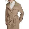 41PRWuDrMAL.jpg Women's Stand Belted Wool Trench Coat with Soft Ribbed-Knit Collar Detail