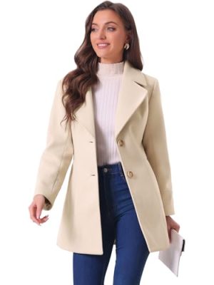 41PdsmeXCjL.jpg Women's Elegant Overcoat Notched Shawl Collar Single Breasted Outerwear Winter Long Coat