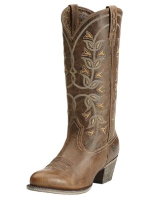 Womens Desert Holly Embroidered Western Round Toe Casual Boots Mid Calf Mid Heel 2-3" - White