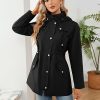 Women Waterproof Outdoor Hiking Raincoat Women Lined Rain Jacket Lightweight Hooded Jackets Trench Coats