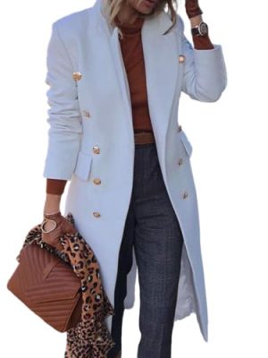 41Svu3b3wUL.jpg Wool Coats for Women Fall Winter Dress Peacoat Long Trench Coat Double Breasted Blazer Jackets Overcoat