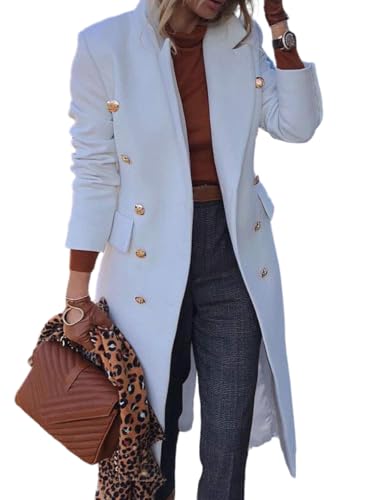 41Svu3b3wUL.jpg Wool Coats for Women Fall Winter Dress Peacoat Long Trench Coat Double Breasted Blazer Jackets Overcoat