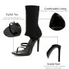 41TsHZ5U4GL.jpg Women's Stretchy Cloth High Top Two Strapy Stiletto Gladiator Sandals Sexy Open Toe High Heel Summer Elastic Ankle Boot Sandals
