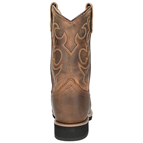 Smoky Mountain Women's Mesa Square Toe Pull On Brown Oil Distressed/Navy Crackle Boots