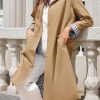 Womens Long Trench Coat Single Breasted Oversized Windproof Overcoat Fashion Outerwear