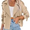 41VAqDixJlL.jpg Women Crop Double Breasted Trench Coat Raglan Sleeve Work Office Cropped Jacket With Pockets