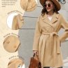 Women’s Wool Blend Trench Coat Slim Double Breasted Notch Lapel Pea Coat Thick A Line Jacket with Pockets(S-XXL)