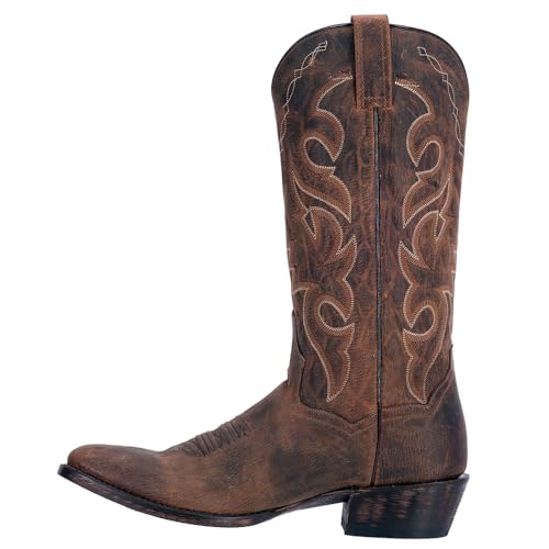 Mens Renegade Embroidered Round Toe Casual Boots Mid Calf - Brown