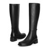 41Yv6N3fj6L.jpg Knee High Boots Women Faux Leather Elastic Boots Low Heel Square Toe Side Zipper Fall Long Tall Boots for Women