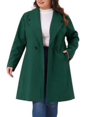41ZxCWeY46L.jpg Plus Size Winter Coats for Women Lapel Single Breasted Belted with Pocket Pea Coats Trench Coats