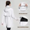 Women's Long Rain Coat Packable Waterproof Windbreaker Lightweight Cycling Jacket with Hood