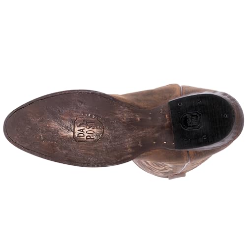 Mens Renegade Embroidered Round Toe Casual Boots Mid Calf - Brown