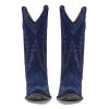 Vintage Embroidered Cowboy Boots Women Mid Calf Western Boots Suede Low Chunky Stacked Heel Square-Pointy Toe Short Cowgirl