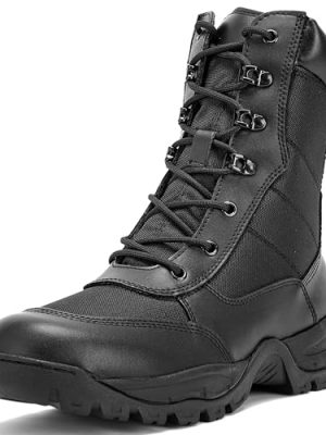 Men's 8 Inches Military Tactical Work Boot With Side Zipper - Lightweight Army Combat Desert Boot for Outdoor Use