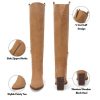 41cUtABnwqL.jpg Womens Faux Suede Knee High Side Zipper Chunky Heel Stretch Winter Boots