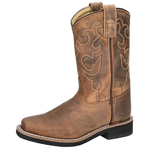Smoky Mountain Women's Mesa Square Toe Pull On Brown Oil Distressed/Navy Crackle Boots