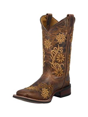 Women's Brown Secret Garden Floral Embroidered Pull-On Cowgirl Boot 5822