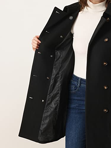 Winter Trench Coat for Women Overcoat Belted Outwear Double Breasted Mid Long Pea Coat