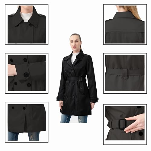 41fN98lJBmL.jpg Women's Trench Coat Long Double Breasted Peacoat for Outerwear Trench Knee Length