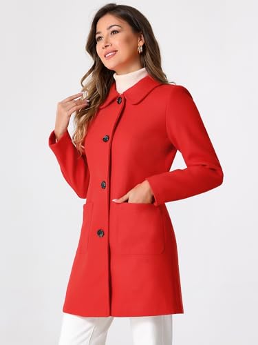 Women's Winter Single Breasted Peter Pan Collar Outwear Trench Coat
